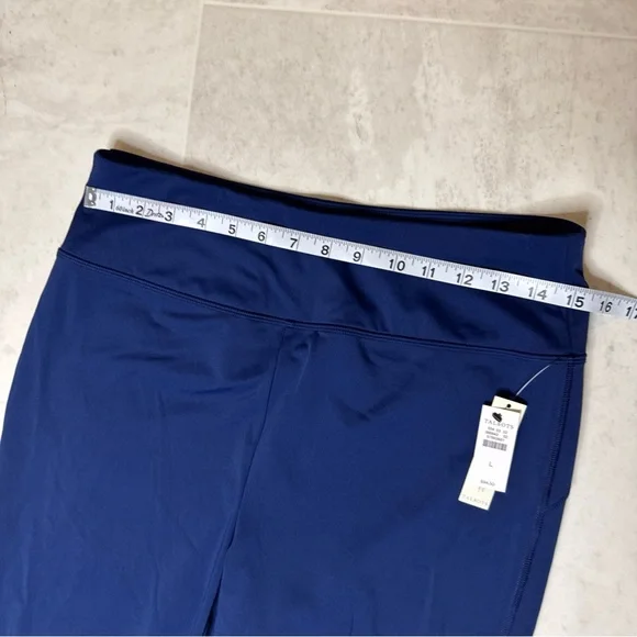 Talbots Performance Interlock Capri Leggings Tie Dye Trim Navy Sz Large - Picture 5 of 9